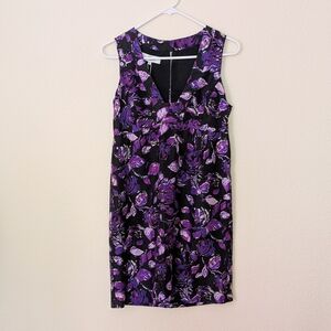 Tibi Silk Tank Dress Purple Floral Rose Print NWT